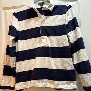 J. Crew Navy and White Striped Rugby Shirt